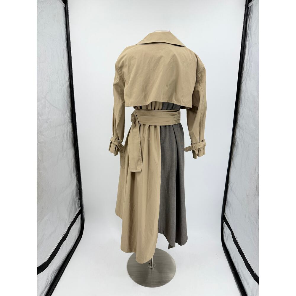 FRAY I.D Double Breasted Trench Coat Oversized Mix Pattern Japanese Minimalism S - Picture 6 of 16
